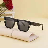 Square Vacation Solid Color Tac Gradient Tinted Lenses Full Frame Men's Sunglasses main image 2
