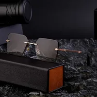 Square Simple Style Solid Color Pc Gradient Tinted Lenses Frameless Men's Sunglasses main image 3