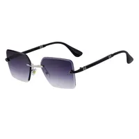Square Simple Style Solid Color Pc Gradient Tinted Lenses Frameless Men's Sunglasses main image 4