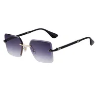 Square Simple Style Solid Color Pc Gradient Tinted Lenses Frameless Men's Sunglasses main image 5