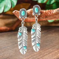 Wholesale Vintage Bohemian Turquoise Earrings Suit National Fashion Eardrops Earrings Supply sku image 17