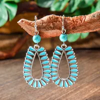 Wholesale Vintage Bohemian Turquoise Earrings Suit National Fashion Eardrops Earrings Supply sku image 20