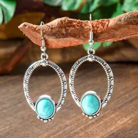 Wholesale Vintage Bohemian Turquoise Earrings Suit National Fashion Eardrops Earrings Supply sku image 19
