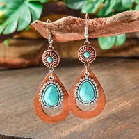 Wholesale Vintage Bohemian Turquoise Earrings Suit National Fashion Eardrops Earrings Supply sku image 31