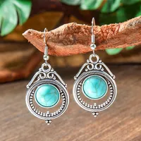 Wholesale Vintage Bohemian Turquoise Earrings Suit National Fashion Eardrops Earrings Supply sku image 9