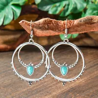 Wholesale Vintage Bohemian Turquoise Earrings Suit National Fashion Eardrops Earrings Supply sku image 22