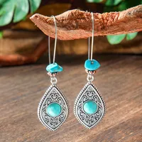 Wholesale Vintage Bohemian Turquoise Earrings Suit National Fashion Eardrops Earrings Supply sku image 23