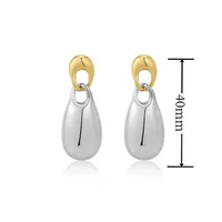 1 Pair Solid Color Vintage Style Simple Style 304 Stainless Steel 18K Gold Plated Mixed Metal Drop Earrings main image 2