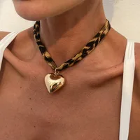 Geometric Heart Shape Flower Streetwear Alloy Cotton Pendant Necklace Wholesale main image 4