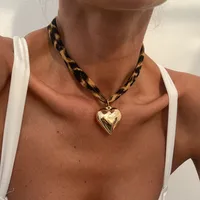 Geometric Heart Shape Flower Streetwear Alloy Cotton Pendant Necklace Wholesale sku image 6