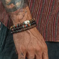 Round Hip-Hop Vintage Style Wood Bracelets Wholesale main image 3