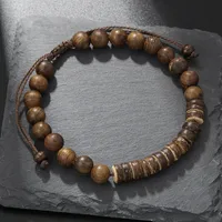 Round Hip-Hop Vintage Style Wood Bracelets Wholesale sku image 9