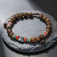 Round Hip-Hop Vintage Style Wood Bracelets Wholesale sku image 1