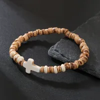 Round Hip-Hop Vintage Style Wood Bracelets Wholesale sku image 12