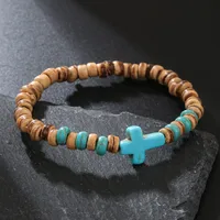 Round Hip-Hop Vintage Style Wood Bracelets Wholesale sku image 15