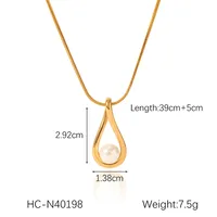 Water Droplets IG Style Retro 304 Stainless Steel Titanium Steel 18K Gold Plated Pendant Necklace sku image 1