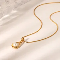 Water Droplets IG Style Retro 304 Stainless Steel Titanium Steel 18K Gold Plated Pendant Necklace main image 6