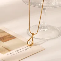 Water Droplets IG Style Retro 304 Stainless Steel Titanium Steel 18K Gold Plated Pendant Necklace main image 1