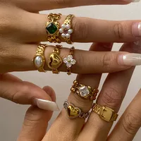 Geométrico Casual Vacaciones Viajar Diariamente Acero Inoxidable 316 Anillos Metal Mixto main image 2