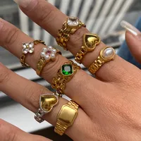 Géométrique Décontractée Vacances Commuer Acier Inoxydable 316 Anneaux Métal Mixte main image 3