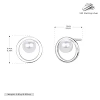 1 Pair 925 Sterling Silver Pearl 18K Gold Plated Platinum Plated Rhodium Plated Round Ear Studs sku image 1
