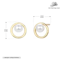 1 Pair 925 Sterling Silver Pearl 18K Gold Plated Platinum Plated Rhodium Plated Round Ear Studs sku image 2
