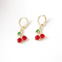 1 Par Cereza Forma De Corazón Dulce Estilo Simple Cobre Pendientes De Gota main image 6