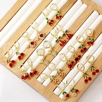 1 Par Cereza Forma De Corazón Dulce Estilo Simple Cobre Pendientes De Gota main image 1