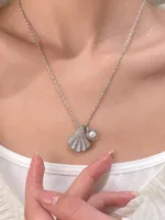 Marine Style 304 Stainless Steel Alloy Shell Starfish Conch Women's Jewelry Set sku image 30