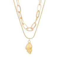 Marine Style 304 Stainless Steel Alloy Shell Starfish Conch Women's Jewelry Set sku image 26