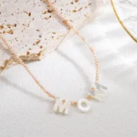 Wholesale Jewelry Letter Simple Style 304 Stainless Steel Shell Pendant Necklace Beaded Plating sku image 28
