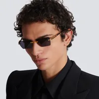 Cuadrado Vacaciones Color Sólido Lentes Tintados Sin Marco Gafas De Sol Hombre main image 1