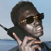 Carré Vacances Couleur Unie Verres Teintés Sans Cadre Hommes De Lunettes De Soleil main image 2