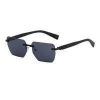 Cuadrado Vacaciones Color Sólido Lentes Tintados Sin Marco Gafas De Sol Hombre main image 4