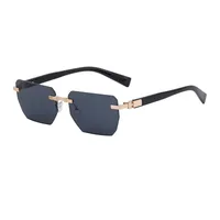 Square Vacation Solid Color Tinted Lenses Frameless Men's Sunglasses main image 5