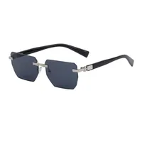 Square Vacation Solid Color Tinted Lenses Frameless Men's Sunglasses sku image 4
