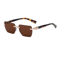 Square Vacation Solid Color Tinted Lenses Frameless Men's Sunglasses sku image 5