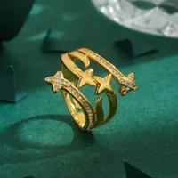 Estrella Elegante Ropa De Calle Circón Cobre Chapados En Oro De 18K Anillo Ajustable sku image 1