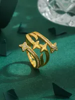 Estrella Elegante Ropa De Calle Circón Cobre Chapados En Oro De 18K Anillo Ajustable main image 4