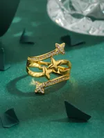 Estrella Elegante Ropa De Calle Circón Cobre Chapados En Oro De 18K Anillo Ajustable main image 3
