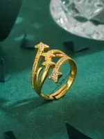 Estrella Elegante Ropa De Calle Circón Cobre Chapados En Oro De 18K Anillo Ajustable main image 2