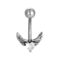 316L Stainless Steel  Hip-Hop Punk Commute Heart Shape Spider Skull Zircon Polishing Belly Ring main image 4