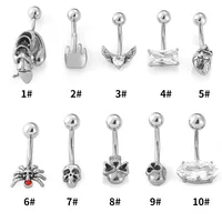 316L Stainless Steel  Hip-Hop Punk Commute Heart Shape Spider Skull Zircon Polishing Belly Ring main image 1