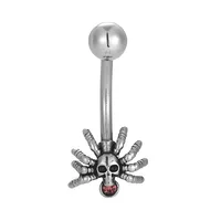 316L Stainless Steel  Hip-Hop Punk Commute Heart Shape Spider Skull Zircon Polishing Belly Ring sku image 7