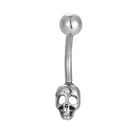 316L Stainless Steel  Hip-Hop Punk Commute Heart Shape Spider Skull Zircon Polishing Belly Ring sku image 3