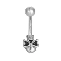 316L Stainless Steel  Hip-Hop Punk Commute Heart Shape Spider Skull Zircon Polishing Belly Ring sku image 4