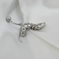 316L Stainless Steel  Hip-Hop Punk Commute Heart Shape Spider Skull Zircon Polishing Belly Ring main image 6