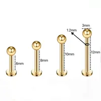 1 Piece 316L Stainless Steel  Casual Sexy Classic Style Round Round Dots 14K Gold Plated Polishing Plating Lip Rings Ear Cartilage Rings & Studs sku image 8