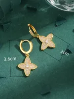 1 Pair Four Leaf Clover Glam Luxurious Lady Copper 18K Gold Plated Zircon Inlay Earrings main image 2
