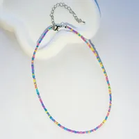 New Style Sweet Dopamine Small Rice-Shaped Beads Beaded Necklace Girly Style Rainbow Color Glass Beads Necklace Wholesale Women sku image 60